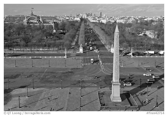 Place de la Concorde, Obelisk, Grand Palais, and Champs-Elysees. Paris, France