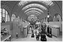 Orsay Museum, housed in the former railway station, Gare d'Orsay. Paris, France (black and white)