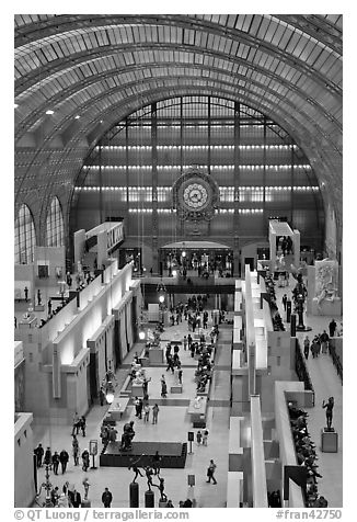 Inside of the Musee d'Orsay. Paris, France (black and white)
