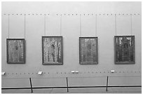 Monet's impressionist paintings of the Rouen Cathedral, Musee d'Orsay. Paris, France ( black and white)
