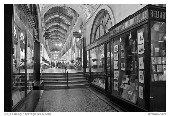 Antiquarian Bookstore, passage Vivienne. Paris, France (black and white)