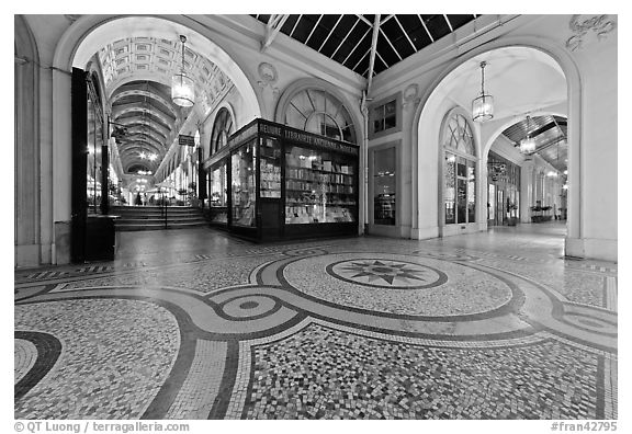 Galleries and store, passage Vivienne. Paris, France (black and white)