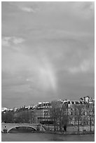 Rainbow above Ile St Louis. Paris, France (black and white)
