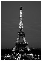 Tour Eiffel (Eiffel Tower) by night. Paris, France ( black and white)