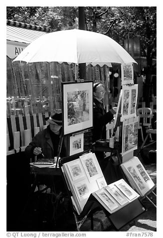 Painters on Place du Tertre,  Montmartre. Paris, France