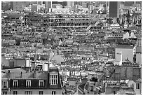 Rooftops and Centre Beaubourg seen from Montmartre. Paris, France ( black and white)