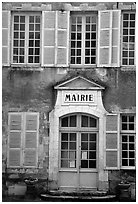 Mairie (town hall) of Vezelay. Burgundy, France (black and white)