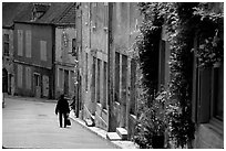 Main street of the Hill of Vezelay. Burgundy, France (black and white)