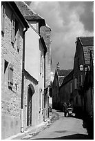 Old street in Vezelay. Burgundy, France ( black and white)