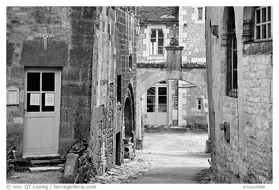 Church grounds, Vezelay. Burgundy, France (black and white)