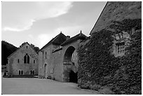 Fontenay Abbey. Burgundy, France (black and white)