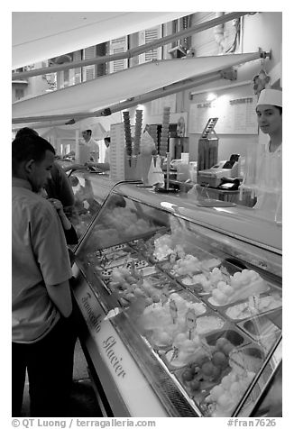 Ice cream parlor, Nice. Maritime Alps, France (black and white)