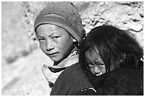 Children, Zanskar, Jammu and Kashmir. India ( black and white)
