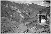 Covered chorten river valley, Zanskar, Jammu and Kashmir. India ( black and white)