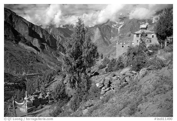 Monestary, Lahaul, Himachal Pradesh. India (black and white)