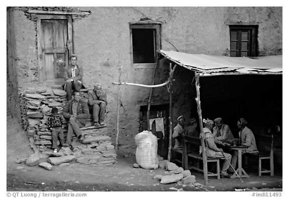 House and eatery, Himachal Pradesh. India (black and white)