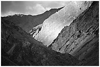 Dramatic light on barren mountains, Zanskar, Jammu and Kashmir. India ( black and white)