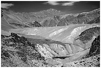 Multi colored mountains, Zanskar, Jammu and Kashmir. India ( black and white)