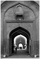 Gate leading to the Chatta Chowk (Covered Bazar), Red Fort. New Delhi, India ( black and white)