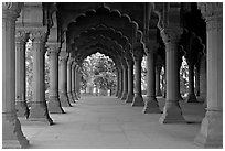 Diwan-i-Am (Hall of public audiences), Red Fort. New Delhi, India ( black and white)