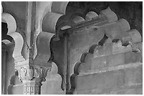 Detail of arche in Diwan-i-Am, Red Fort. New Delhi, India ( black and white)