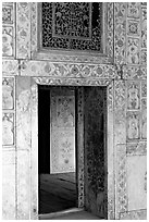 Gate in Diwan-i-Khas (Hall of private audiences), Red Fort. New Delhi, India ( black and white)