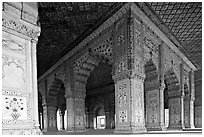 Columns and arches, Royal Baths, Red Fort. New Delhi, India ( black and white)