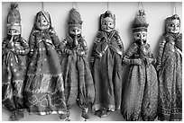 Puppets for sale, Chatta Chowk, Red Fort. New Delhi, India ( black and white)