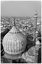 Dome of Jama Masjid mosque and Old Delhi rooftops. New Delhi, India ( black and white)