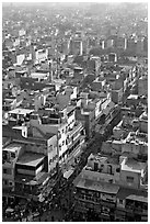 View of a Old Delhi street from above. New Delhi, India ( black and white)
