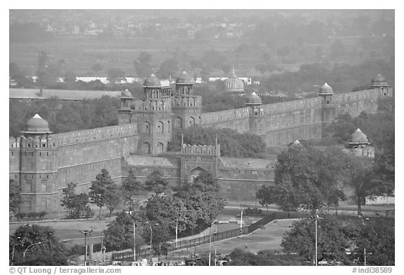 Red fort wall. New Delhi, India (black and white)