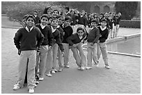 Group of schoolchildren, Humayun's tomb. New Delhi, India ( black and white)