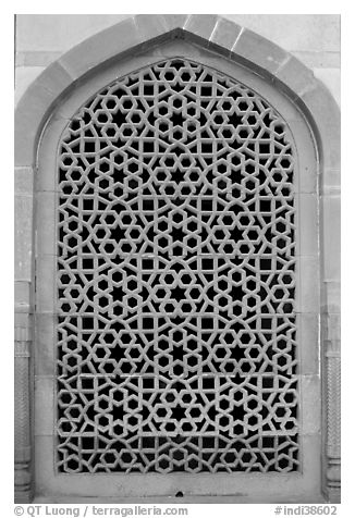 Screened marble window, Humayun's tomb. New Delhi, India