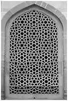 Screened marble window, Humayun's tomb. New Delhi, India ( black and white)