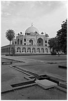 Watercourses and main memorial monument, Humayun's tomb. New Delhi, India ( black and white)