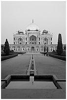 Humayun's tomb and watercourses at dusk. New Delhi, India ( black and white)