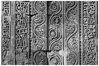 Geometrical patterns with  Floral motifs, Quwwat-ul-Islam mosque, Qutb complex. New Delhi, India ( black and white)