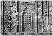 Wall decor, ruined Quwwat-ul-Islam mosque, Qutb complex. New Delhi, India ( black and white)