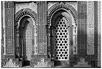 Marble screened windows of Imam Zamin tumb, Qutb complex. New Delhi, India ( black and white)