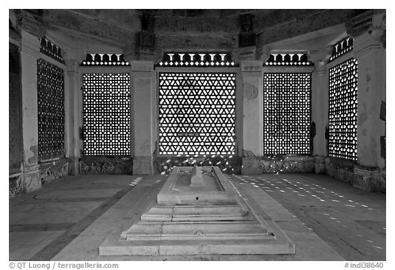 Tomb of Imam Zamin, Qutb complex. New Delhi, India (black and white)