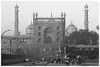 Jama Masjid and East Gate at sunrise. New Delhi, India ( black and white)