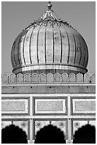 Dome and prayer hall arches, Jama Masjid. New Delhi, India ( black and white)