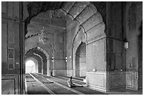 Men in prayer, prayer hall, Jama Masjid. New Delhi, India ( black and white)