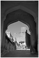 Gate, Mehrangarh Fort. Jodhpur, Rajasthan, India (black and white)