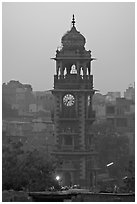 Clock tower at dawn. Jodhpur, Rajasthan, India ( black and white)