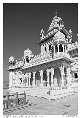 White marble memorial, Jaswant Thada. Jodhpur, Rajasthan, India (black and white)