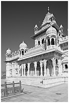 White marble memorial, Jaswant Thada. Jodhpur, Rajasthan, India ( black and white)