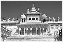 White marble mausoleum, Jaswant Thada. Jodhpur, Rajasthan, India ( black and white)