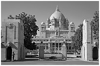 Entrance of Umaid Bhawan Palace. Jodhpur, Rajasthan, India ( black and white)