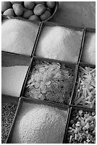 Grains and other foods,  Sardar market. Jodhpur, Rajasthan, India ( black and white)